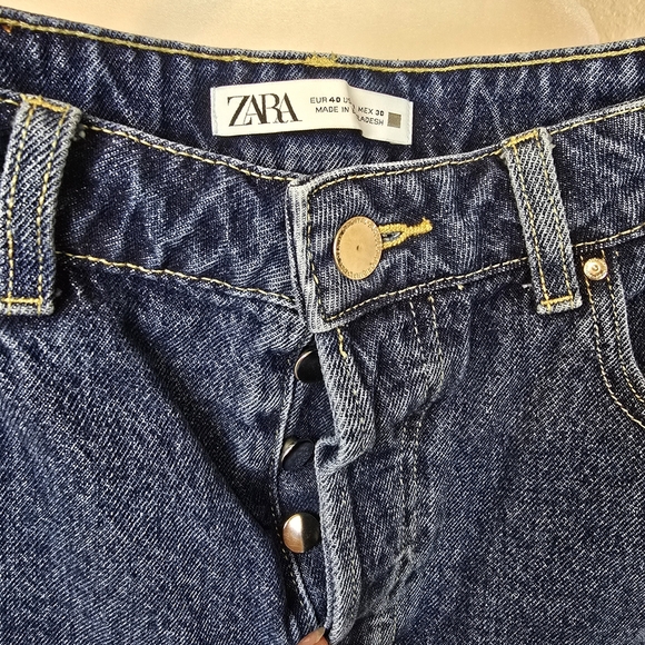 Zara 80s/90s High Rise Blue Denim Women Shorts Size 8 - Picture 2 of 9